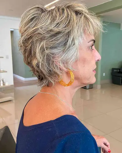 Dirty Blonde Balayage on a Pixie for Ladies Over 50