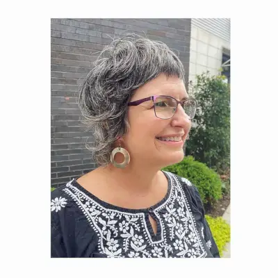 Salt-and-Pepper Short Shag for Women Over 60