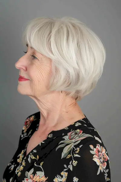 Choppy Bob with Side Bangs for Older Women
