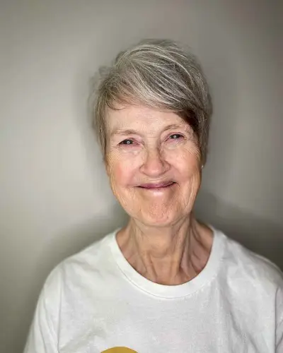 Messy Grey Pixie Hairstyle for Women Over Sixty