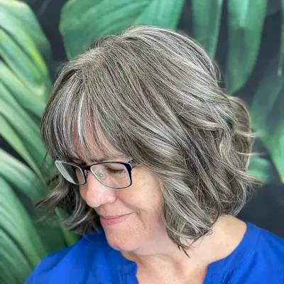 Tousled Bob with Bangs with Glasses