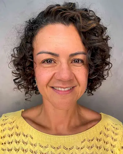 Short Voluminous Curly Bob for Older Women