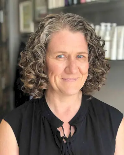 Gray Chin-Length Bob with Curls on Older Women