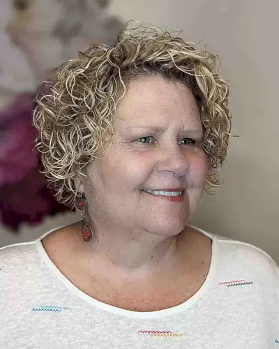 Textured Curls for a Mini Bob Cut on Older Women