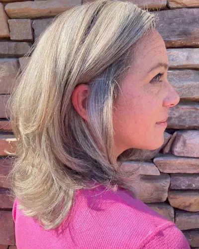 Medium Layered Cut with Flipped-Up Ends for Women Over 40