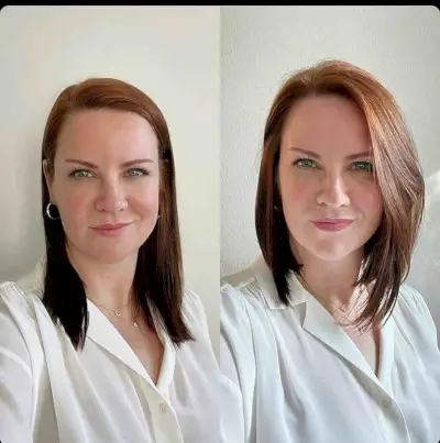 Razored Asymmetrical Long Bob for Women 40 and Over