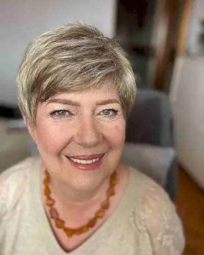Blonde Pixie Cut with Layers for 60-Year-Olds with Round Faces