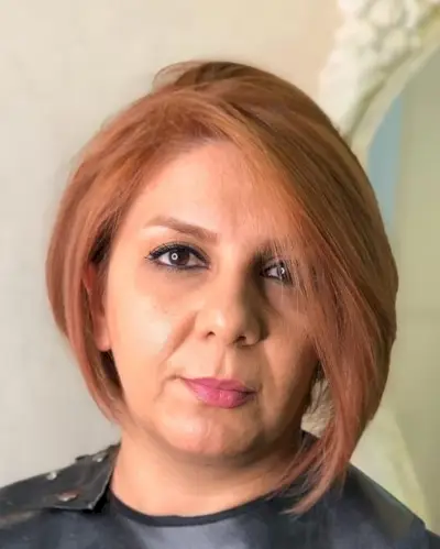 angled bob for older women with round faces