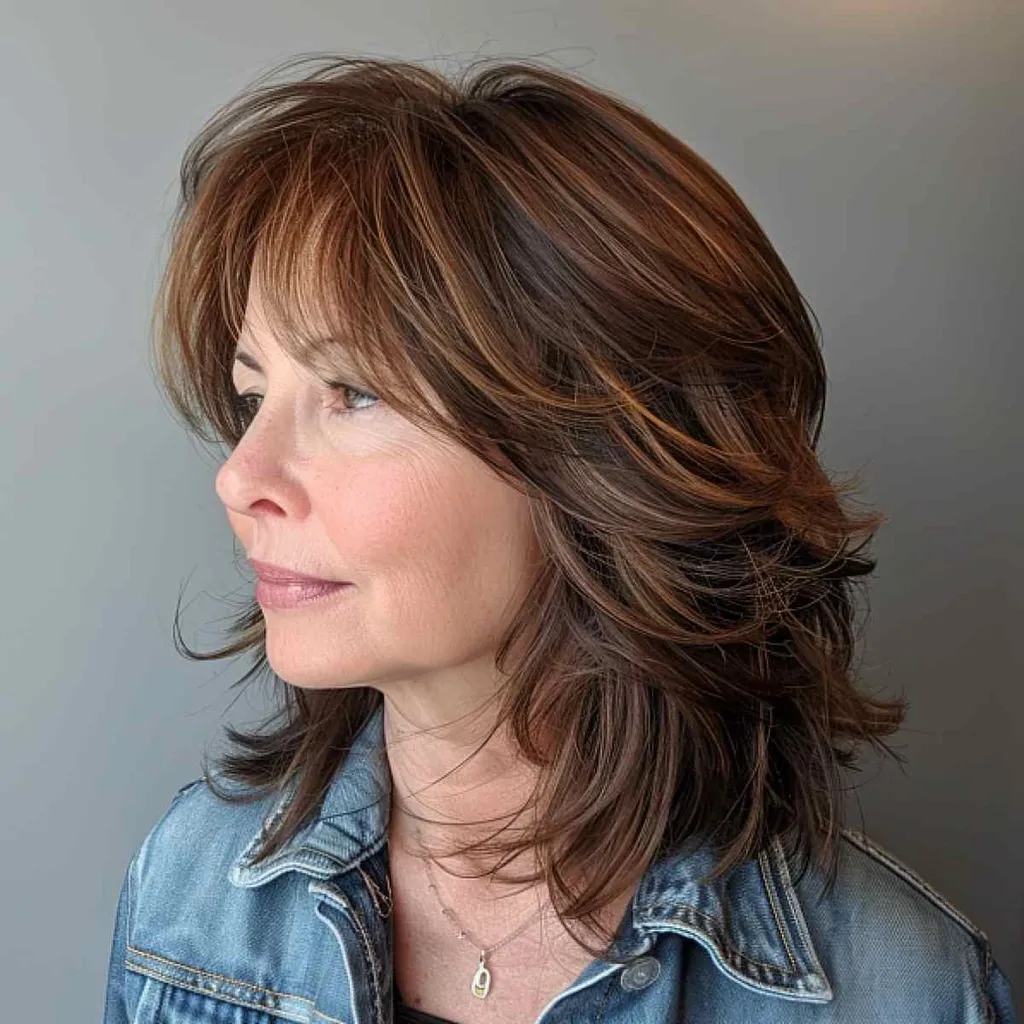 Høstfarge av lønn og sjokoladeblanding for kvinner over 40 år' title=