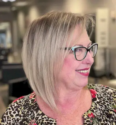 Long Round Bob for Ladies Over 60 with Fine Hair