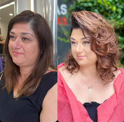 Mid-Length Tousled Waves with a Side Part for Ladies Over 40