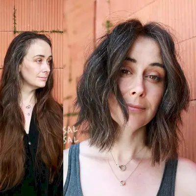 Mid-Length Shaggy Bob Hairstyle for Wavy Hair