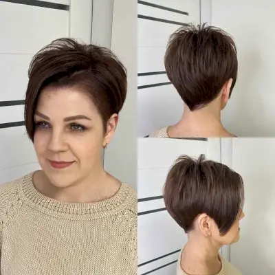 Asymmetrical Pixie on Ladies Over 40 with Fine Hair