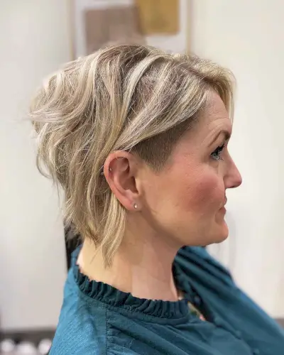 Textured Stacked Bob with an Undercut for Women 40 and Up with Fine Hair