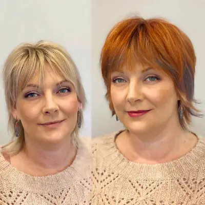 Pixie Shag with Bangs for Ladies Over 40 Years Old with Fine Hair