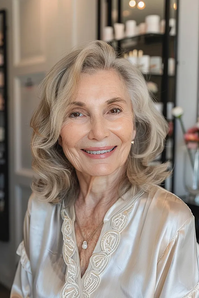 細い髪のためのミディアムレングスのウェーブボブ' title=