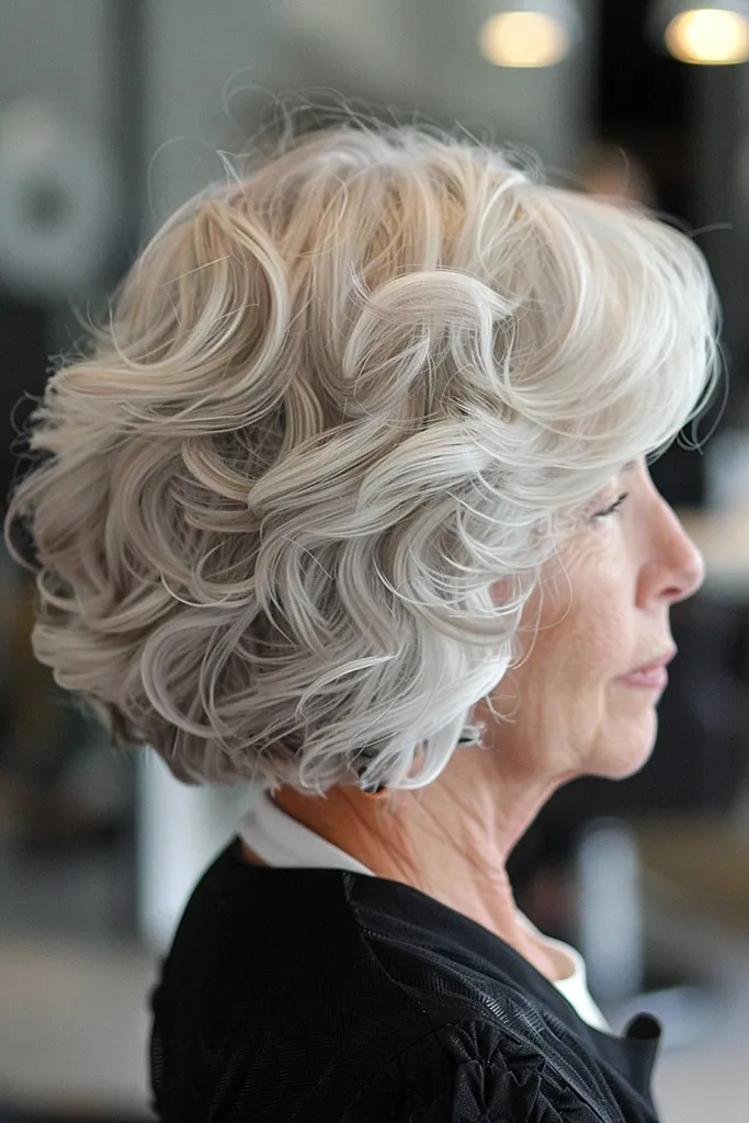 しっかりとカールしたパーマウェーブボブ' title=