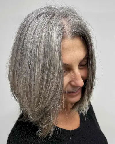 Face-Framing Medium Bob on Grey Hair