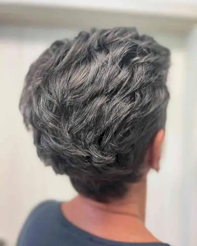 Old Ladies Metallic Dark Grey for Very Short Layered Pixie