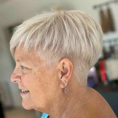 Short Tapered Pixie with Choppy Layers for Old Women