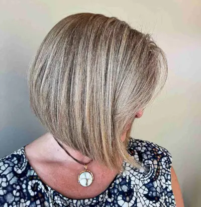 Short Highlighted Bob with Angled Layers for Older Women