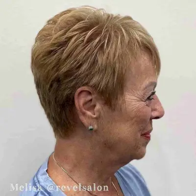 Very Short Hair with Wispy Layers for an Older Woman