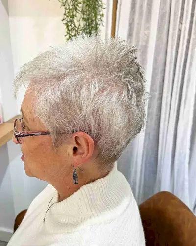 Fuss-Free Spiky Pixie Cut for Older Women
