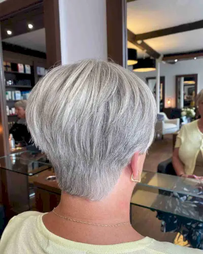 Long Silver Pixie with Tapered Nape for Old Ladies