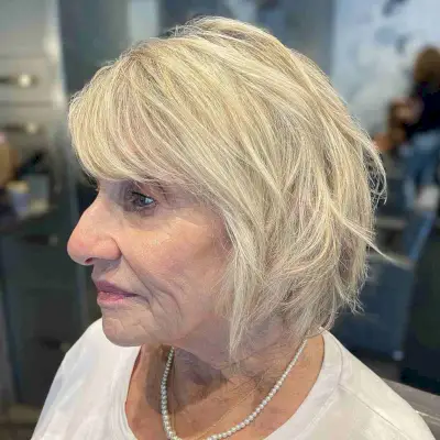 Blonde Pixie Bob with Thin Bangs for an Old Lady