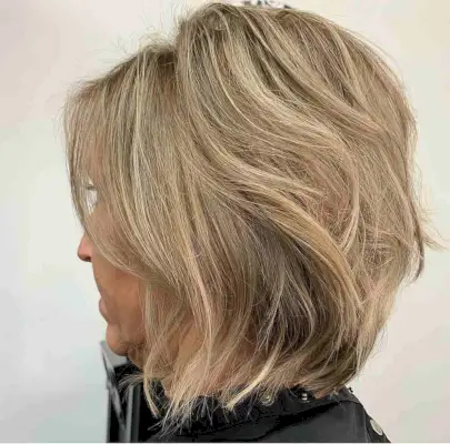 Short to Medium Textured Cut on Blonde Hair for an Old Lady