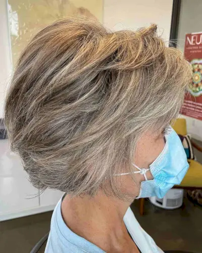 Heavily Layered Chin-Length Hair for an Old Woman
