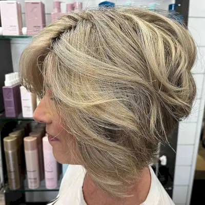 Short Layered A-Line Bob With Lowlights for Old Ladies