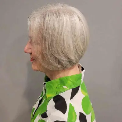 Low-Maintenance Inverted Bob for Ladies Seventy and Over
