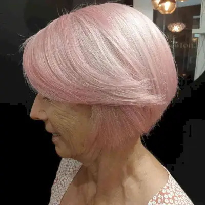 Bob Cut with Long Side Bangs for Fine Haired Ladies Over 70