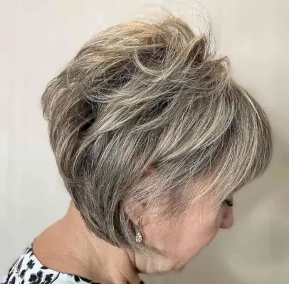 Tousled Pixie Bob with Choppy Layers for Ladies Seventy and Up