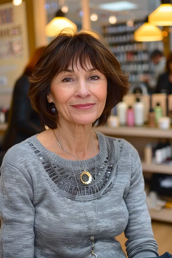 Korte bob met pony voor vrouwen boven de 50' title=