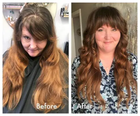 The modern shag for a lady over 50 with a rounded face