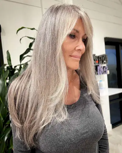 Gray Balayage for Longer Hair for Ladies Over Sixty
