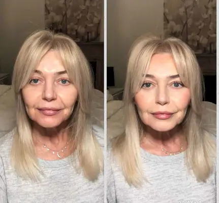 Long Curtain Bangs Hairdo for women in their sixties