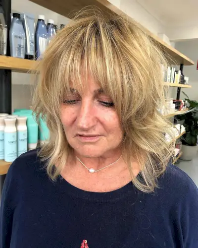 Medium-Length Shag haircut for overweight women in their 50s