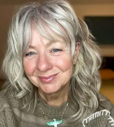 Mullet Shag with a Soft Fringe for Wavy Hair