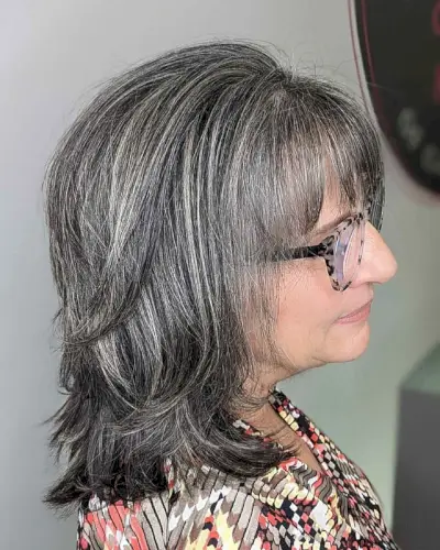 Shoulder-Length Razored Cut for women over sixty