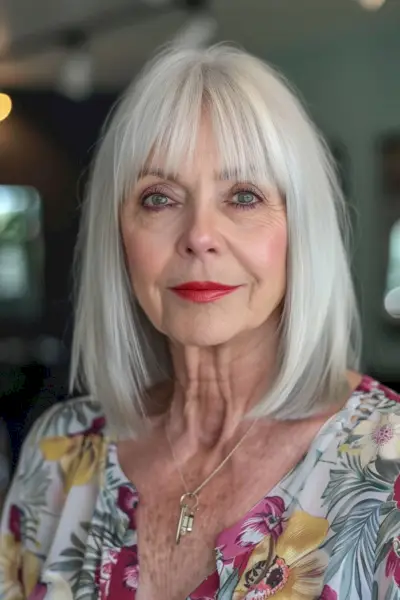 Very Long Lob with Highlights for a woman in her 60s