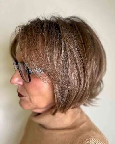 Short Bob with Face-Framing Bangs and Layers for ladies Aged 50