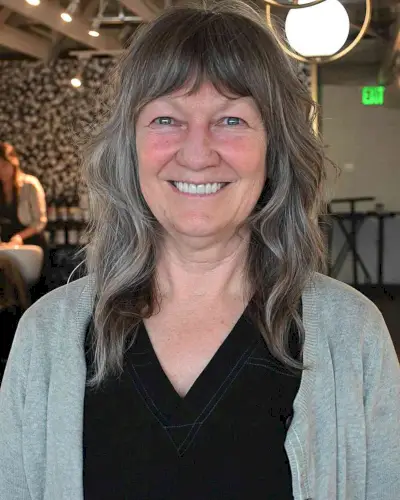 Medium Soft Shag with Bottleneck Bangs for Mature Women Over 50