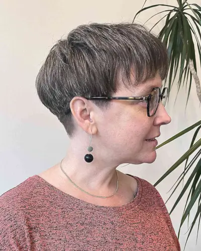 Modern Bowl Cut with Bangs for Ladies Over 50 with Glasses