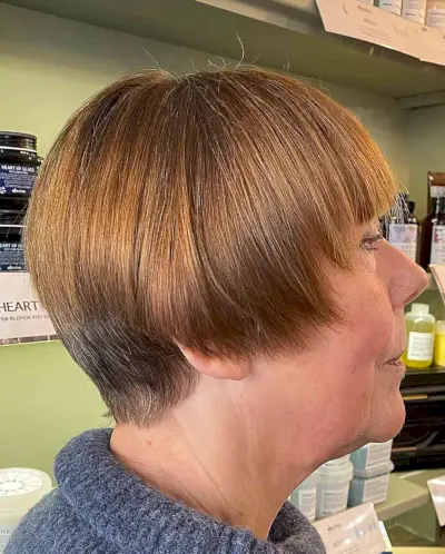 Sleek Straight Bixie with Blunt Fringe on Ladies Over 50