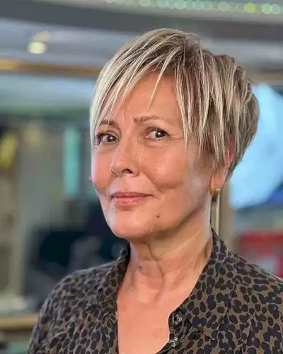 Straight Choppy Long Pixie for Ladies Over 60