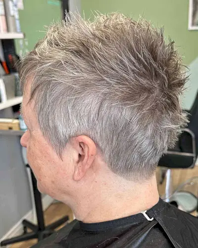 Spiked Pixie Style for Short Choppy Layers on women aged 60 with Grey Hair