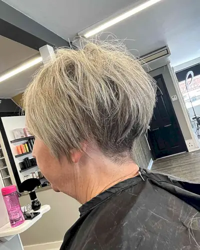 Choppy Textured Pixie with Nape Undercut for Older ladies over 60